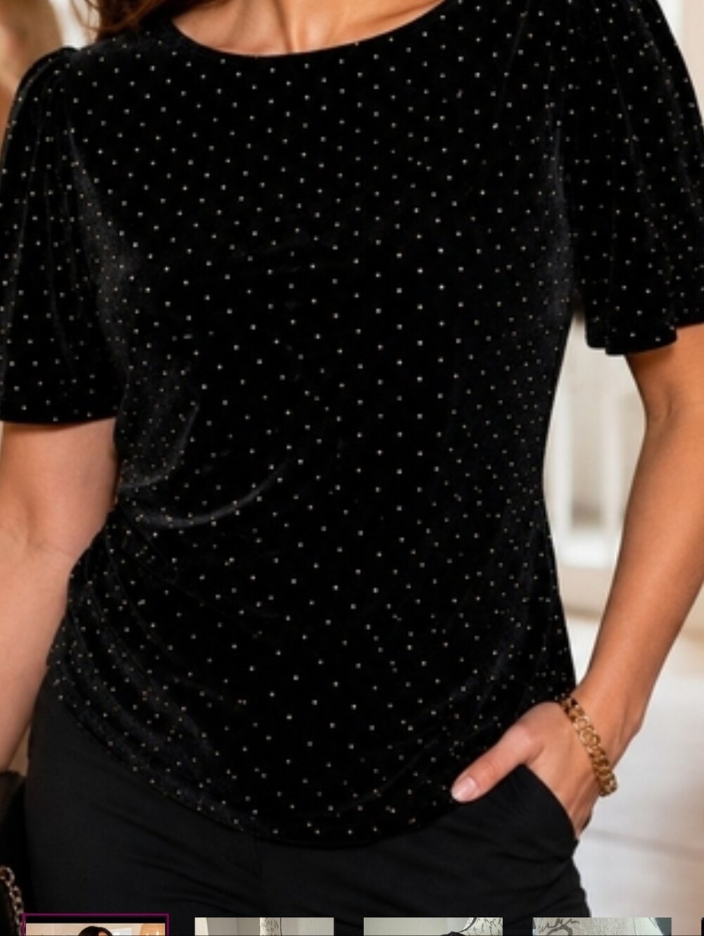 Michael Michael Kors Black Velvet Studded Top – Size M